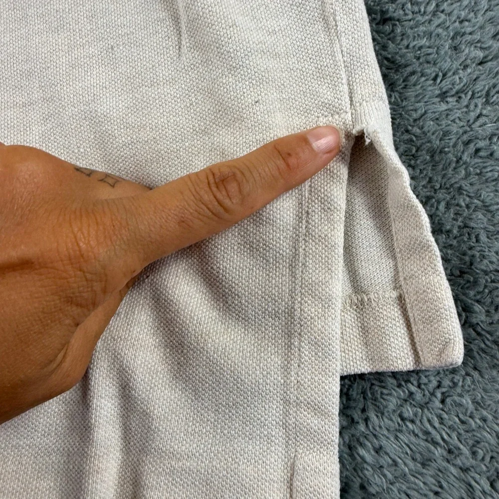 Polo Ralph Lauren Mens Large Cream Pique Short‎ Sleeve Pony Logo Polo Shirt